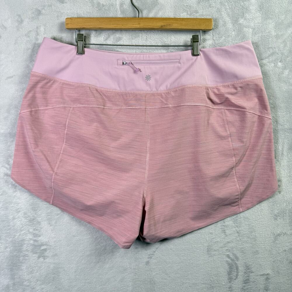 Athleta Run WIth It Textured 3.5 Shorts Pink Size‎ 2X Athletic Zip Pockets Run